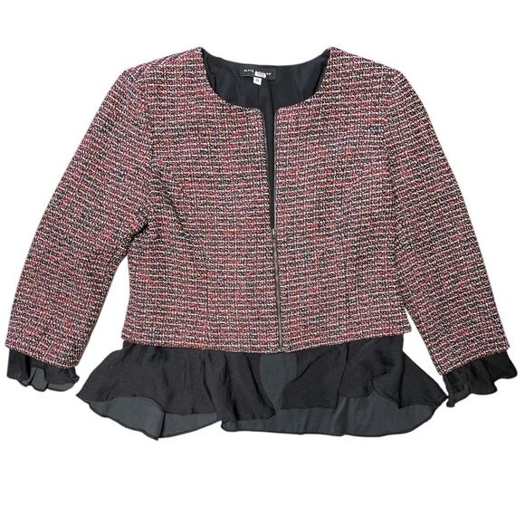 Slate & Willow Ruffle Trim Tweed Crop Jacket 8 - Picture 1 of 7